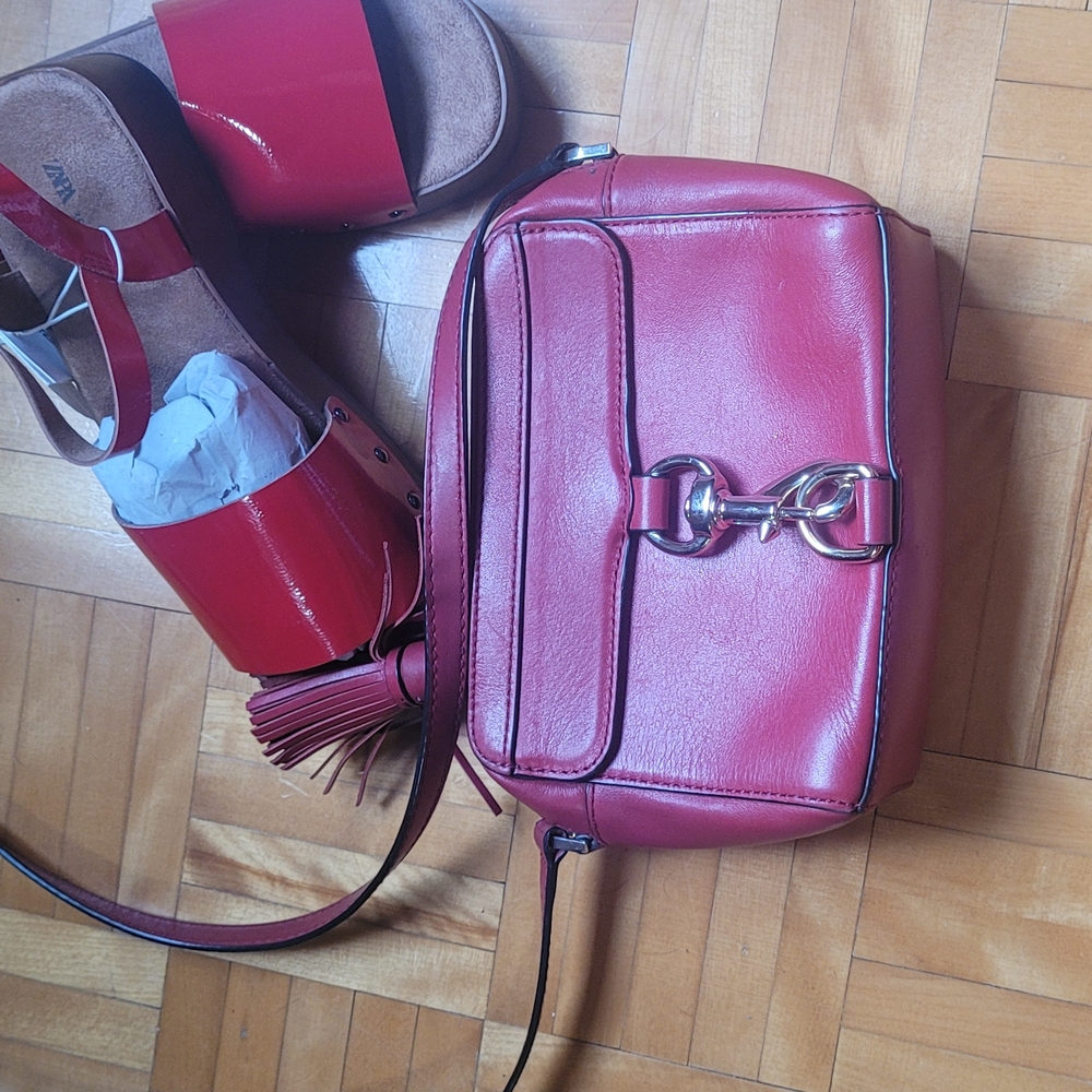 Zara Vibrant Red Sandals And Rebecca Minoff Crossbag